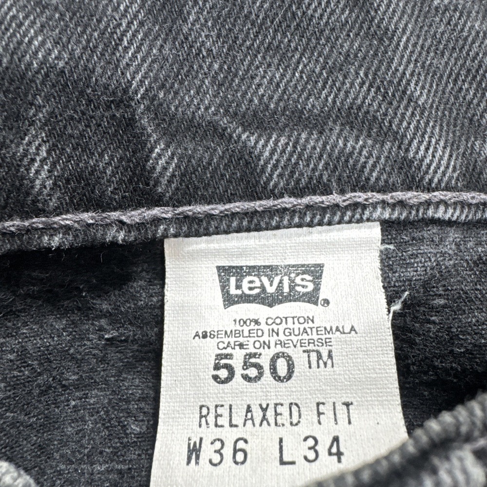 Vintage Levi's 550 Jeans Men's 36 Tall 36x34 Black Acid Wash Denim Straight 1998
